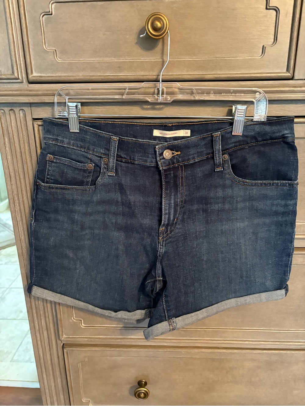 Levi’s Dark Wash Denim Cuffed Shorts
